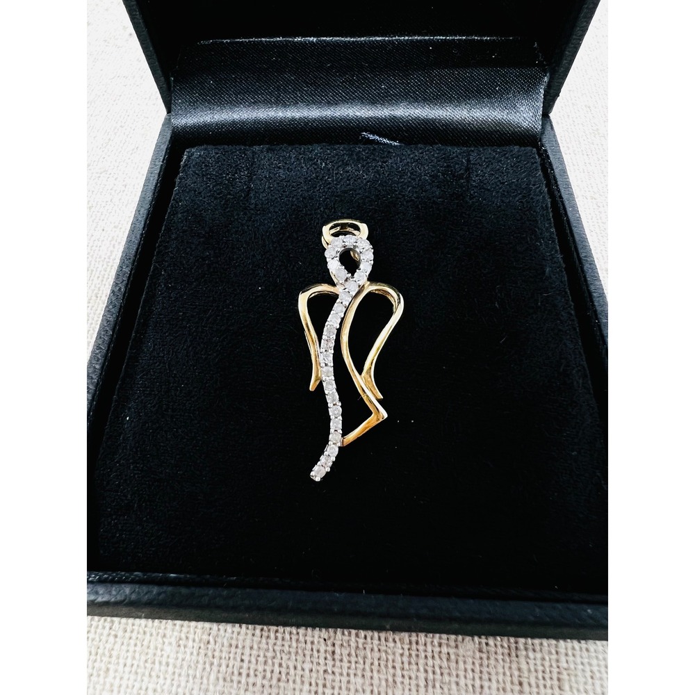 10K Yellow Heng Ngai Gold Diamond Angel Two Tone Pendant